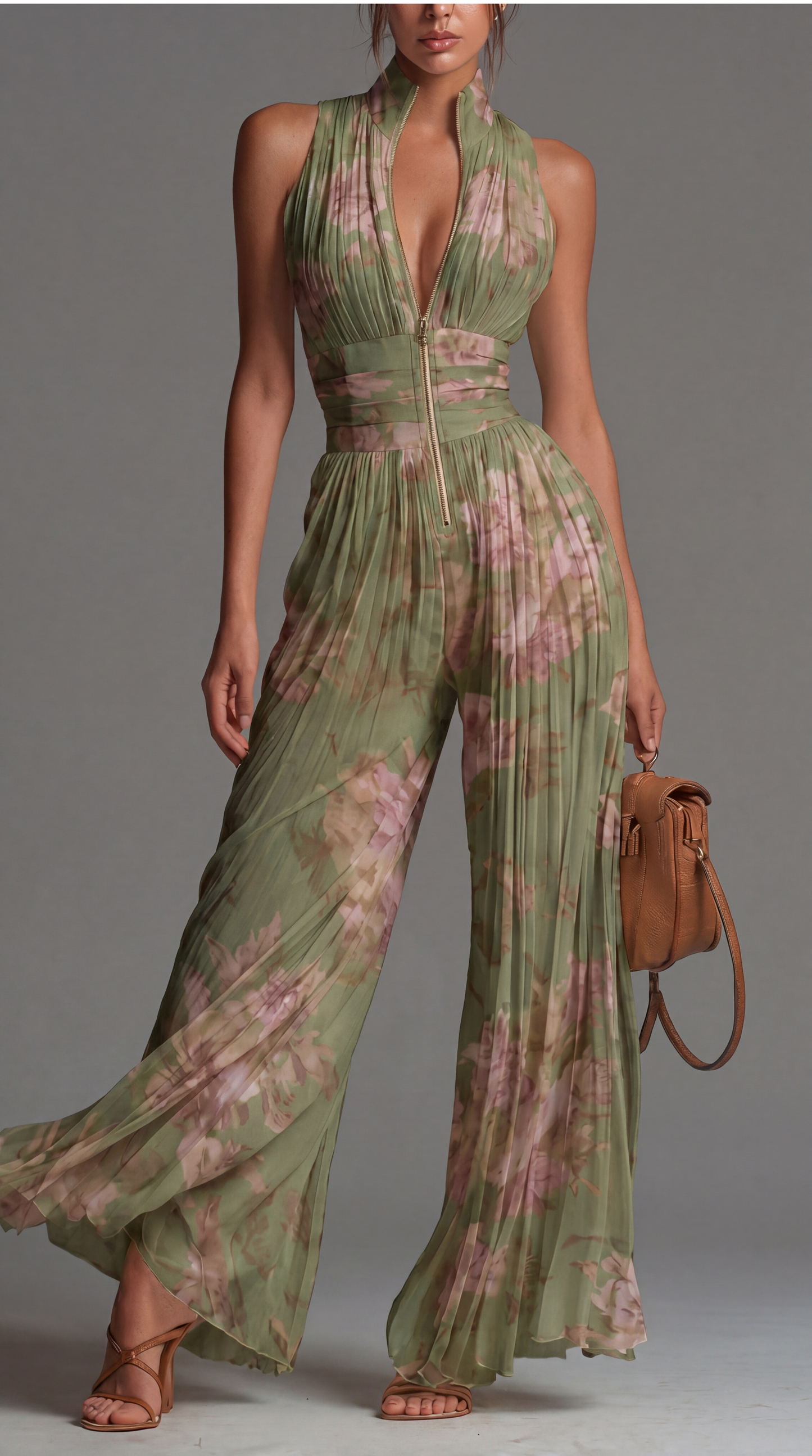 Rosie | Salopette in Chiffon Floreale Plissettato