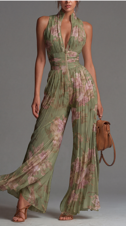 Rosie | Salopette in Chiffon Floreale Plissettato