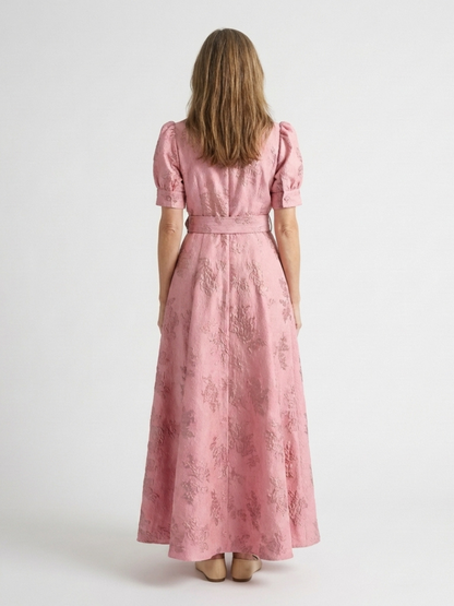 Xanthea | Abito lungo a camicia con maniche corte e motivo floreale