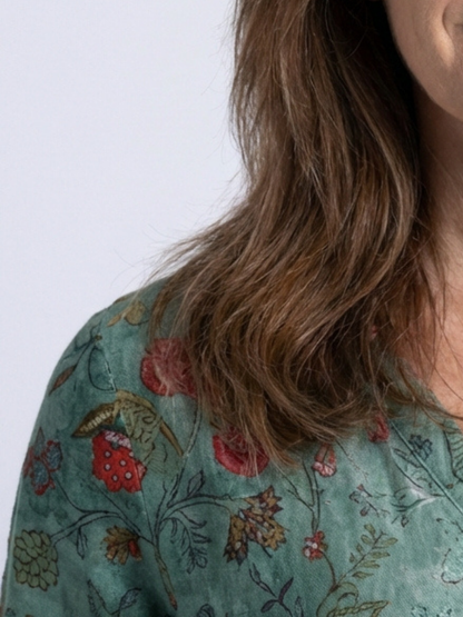 Marina | Abito Maxy a V floreale con maniche a tre quarti
