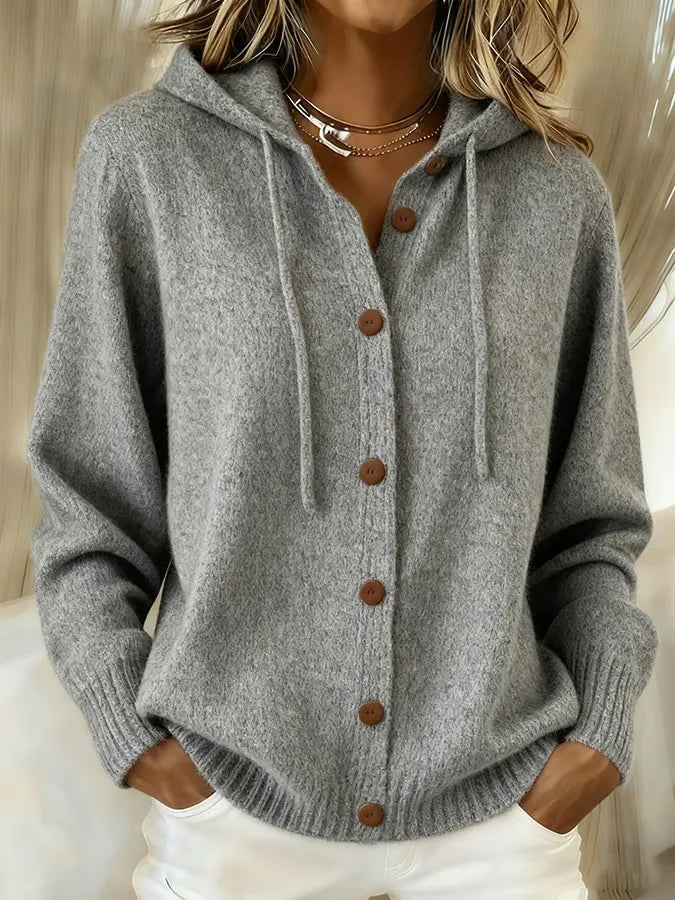 Brenda™ | Cardigan con Cappuccio e Bottoni Accogliente