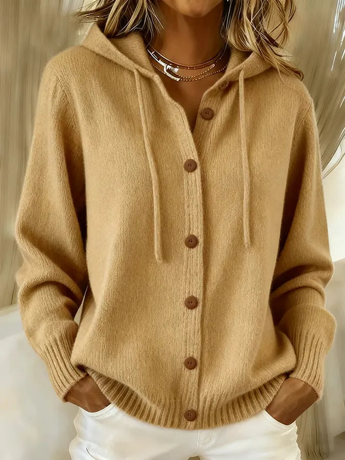 Brenda™ | Cardigan con Cappuccio e Bottoni Accogliente