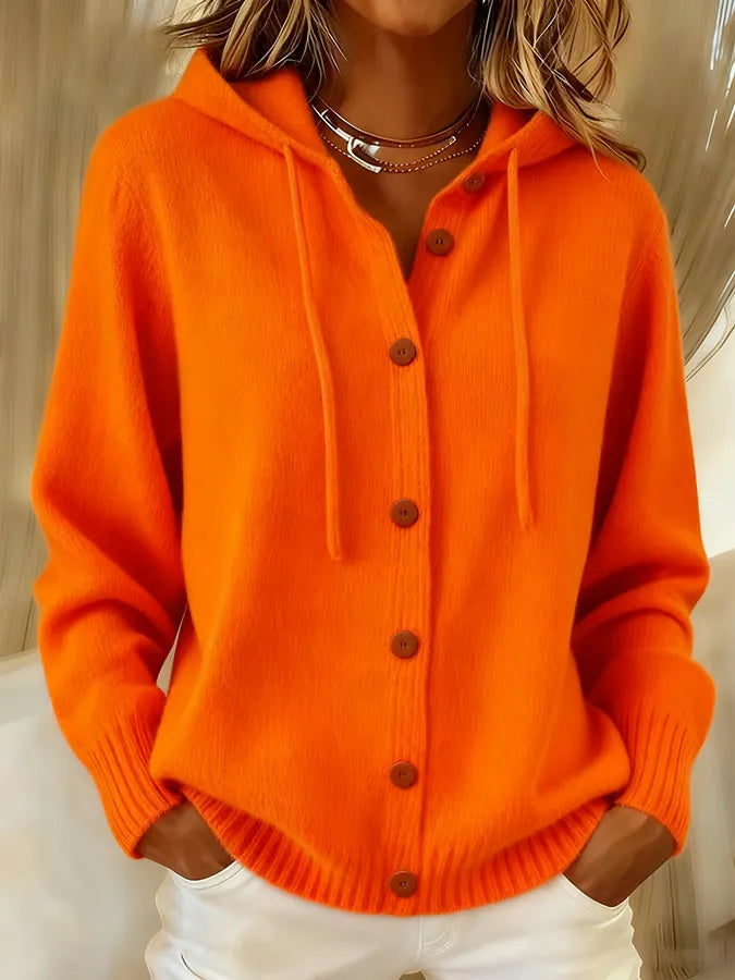 Brenda™ | Cardigan con Cappuccio e Bottoni Accogliente