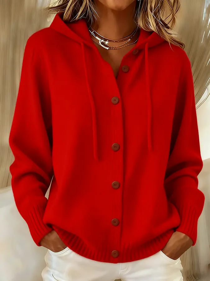 Brenda™ | Cardigan con Cappuccio e Bottoni Accogliente