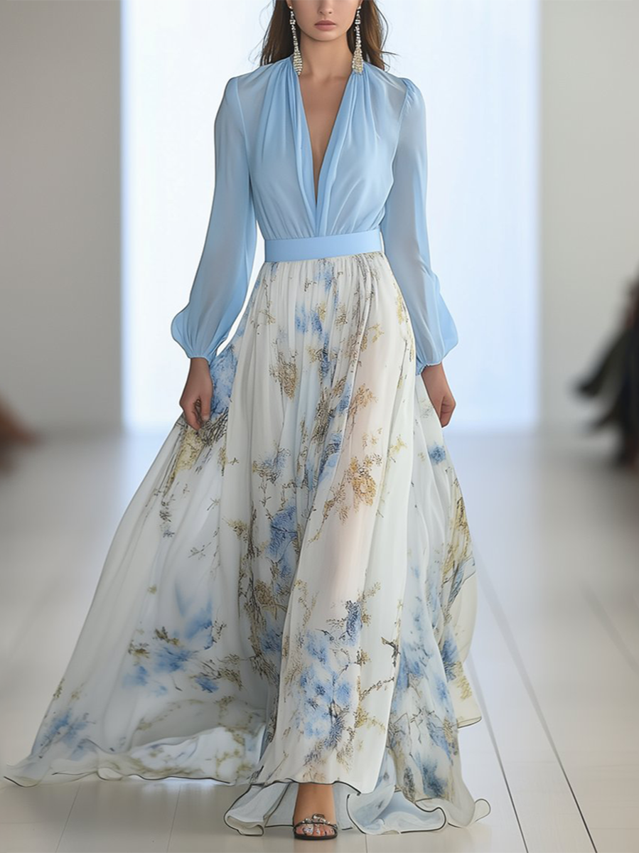 Abito Maxi con Fantasia Floreale