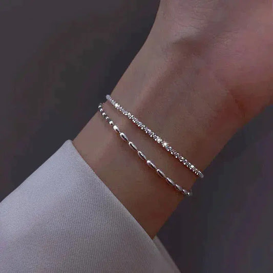 Set di bracciali eleganti in argento con zirconia cubica