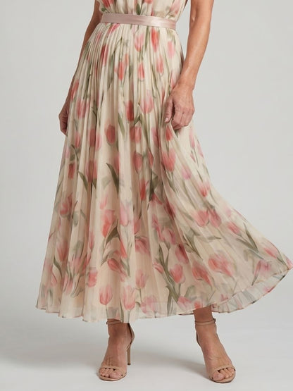 Aurelle | Abito Midi a Fiori con Scollo Halter