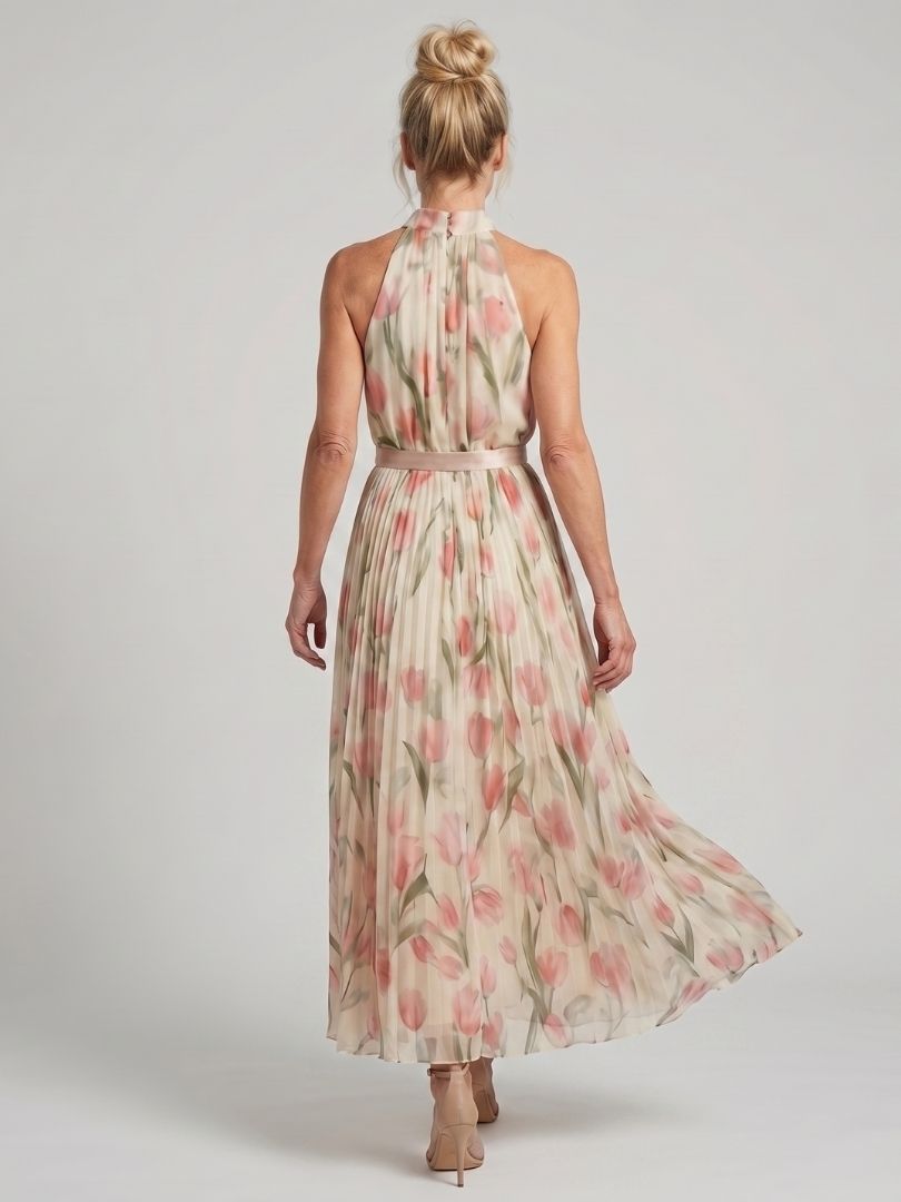 Aurelle | Abito Midi a Fiori con Scollo Halter