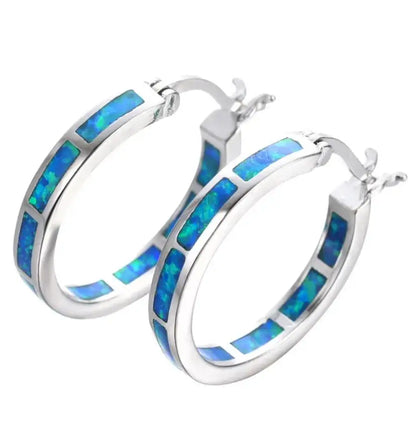 Orecchini a cerchio con Opale Blu