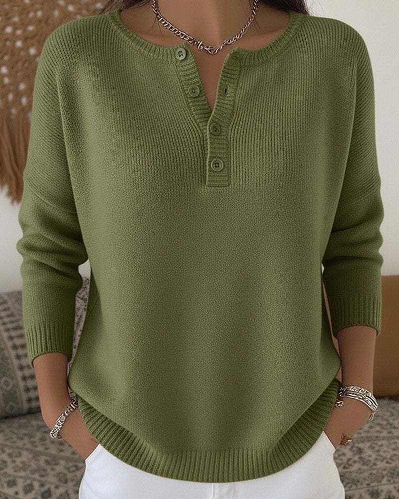 Helena™ | Maglione Henley con Bottoni