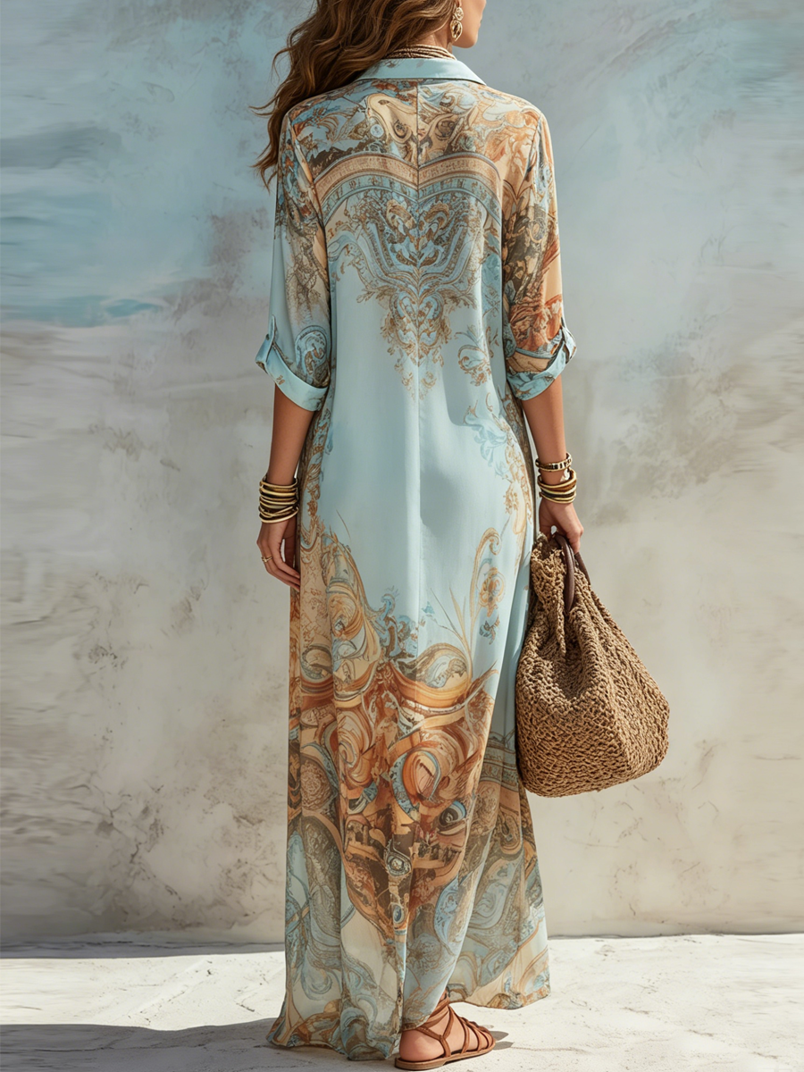 Cleo | Elegante Abito Camicia in Stile Mediterraneo