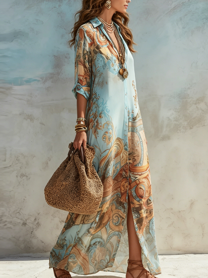 Cleo | Elegante Abito Camicia in Stile Mediterraneo
