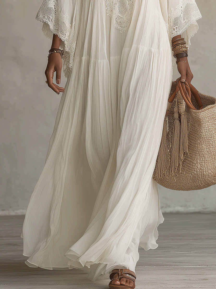 Liora | Abito Bohemien in Pizzo che Nasconde la Pancia