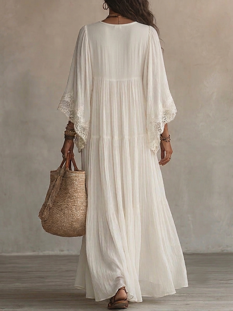 Liora | Abito Bohemien in Pizzo che Nasconde la Pancia