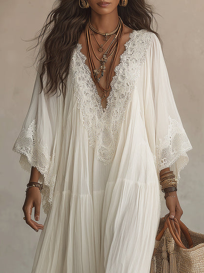 Liora | Abito Bohemien in Pizzo che Nasconde la Pancia