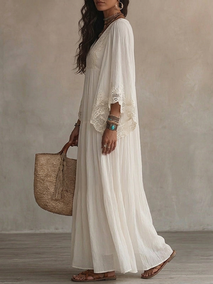 Liora | Abito Bohemien in Pizzo che Nasconde la Pancia