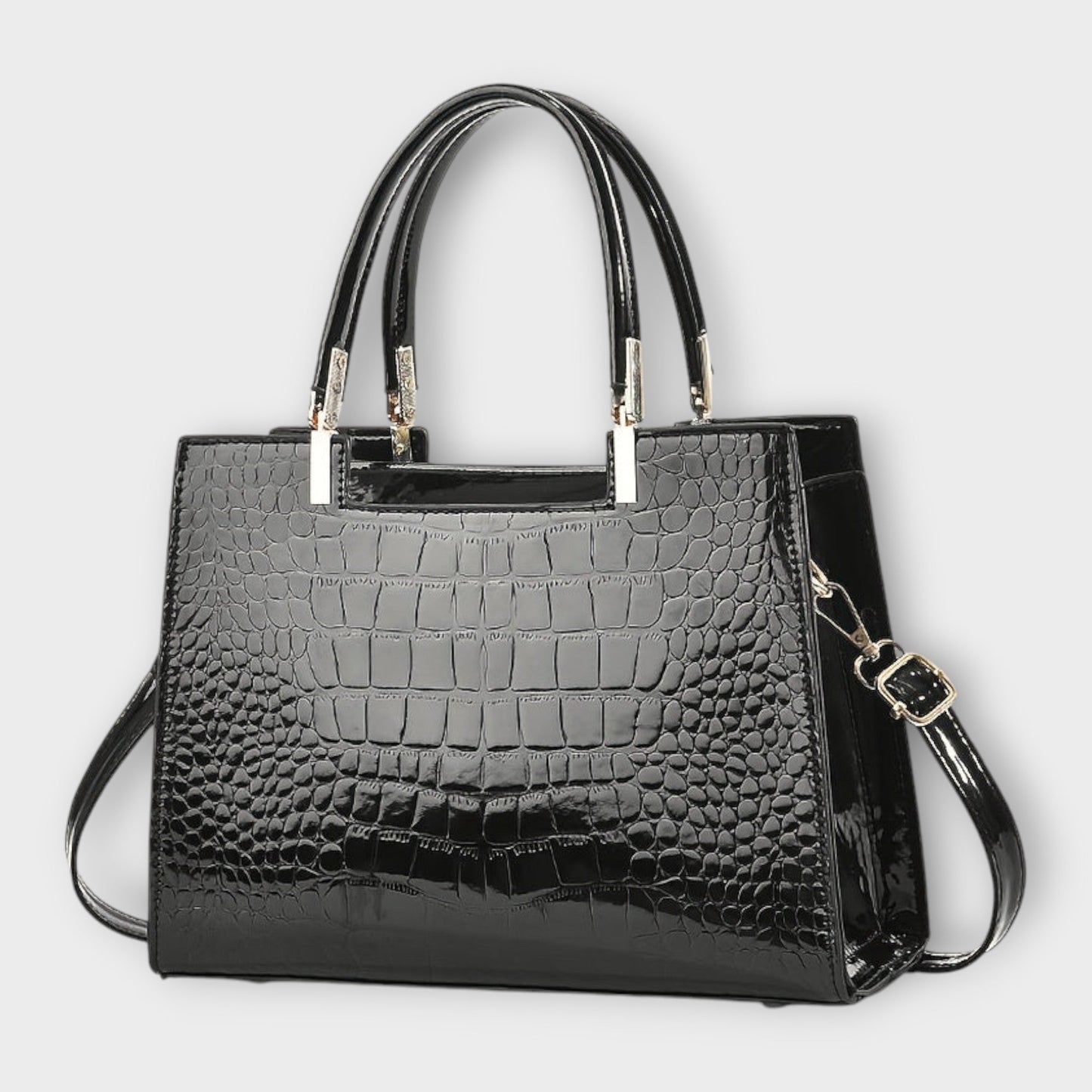 Borsa a Mano Effetto Coccodrillo Lucido
