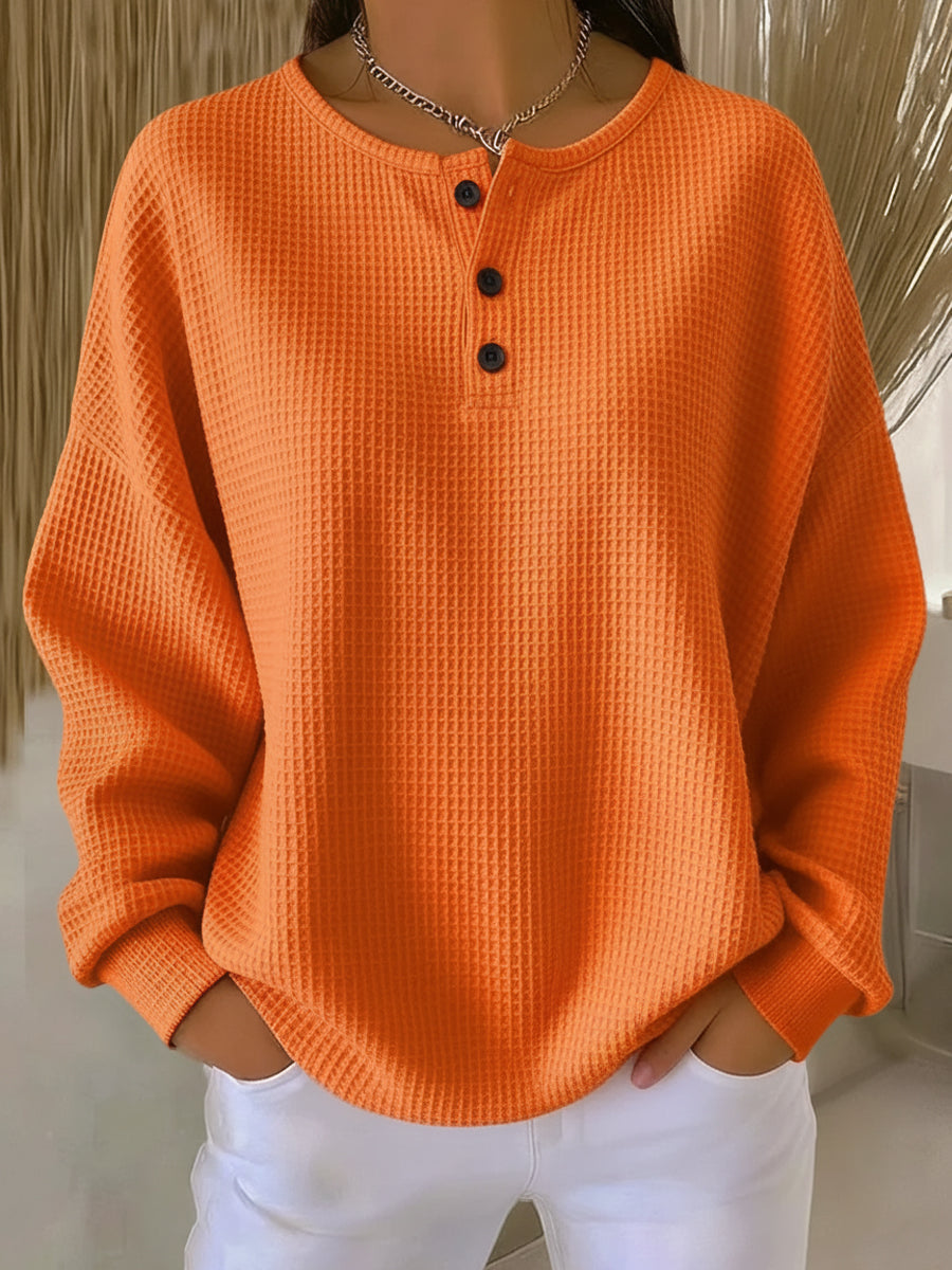 Mirabel™ | Comoda Felpa Waffle con Collo a Henley
