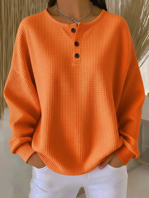 Mirabel™ | Comoda Felpa Waffle con Collo a Henley