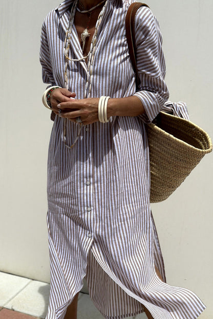 Sophia | Abito camicia a righe senza tempo con eleganza confortevole