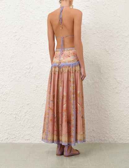 Abito Maxi Boho con Fiori