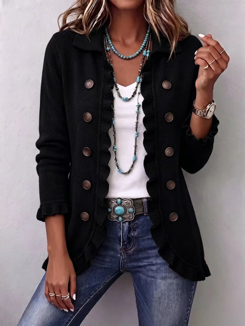 Edwige | Cardigan nero con ruches