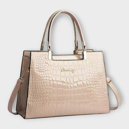Borsa a Mano Effetto Coccodrillo Lucido