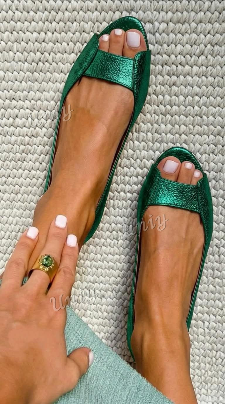 Ballerine metallizzate a punta aperta Oro Champagne