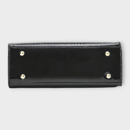 Borsa a Mano Effetto Coccodrillo Lucido