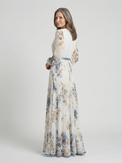 Lavinia | Maxidress a maniche lunghe con scollo a V e motivo floreale