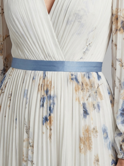 Lavinia | Maxidress a maniche lunghe con scollo a V e motivo floreale
