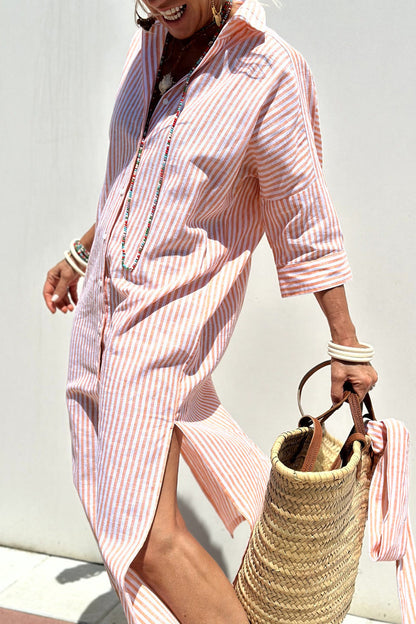 Sophia | Abito camicia a righe senza tempo con eleganza confortevole