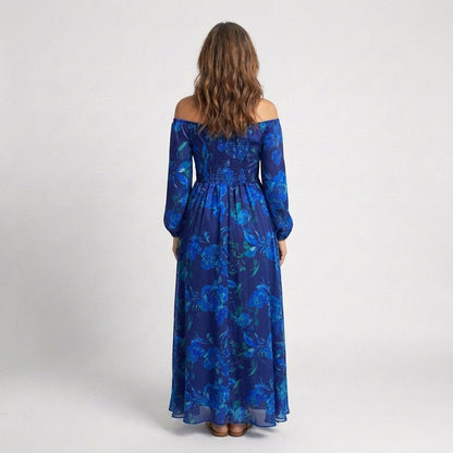 Aspen | Abito Maxi a Spalle Scoperte con Motivo Floreale