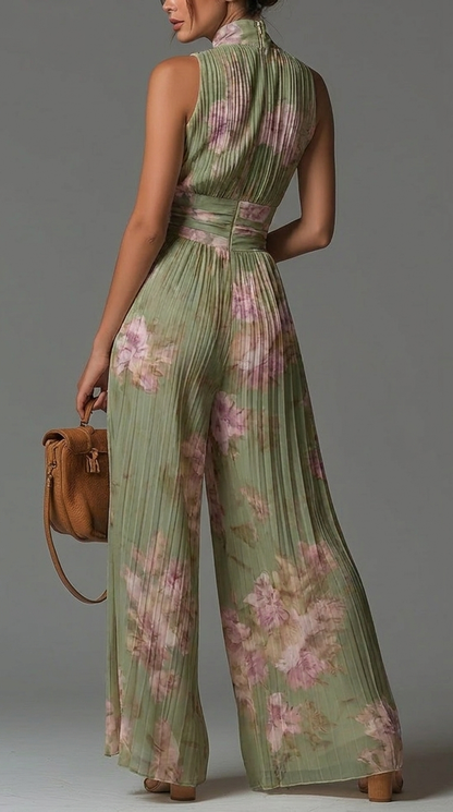 Rosie | Salopette in Chiffon Floreale Plissettato