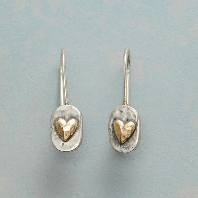 Orecchini cuore in argento e oro