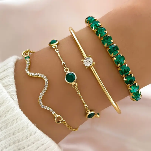 Set di bracciali vintage con zirconia verde