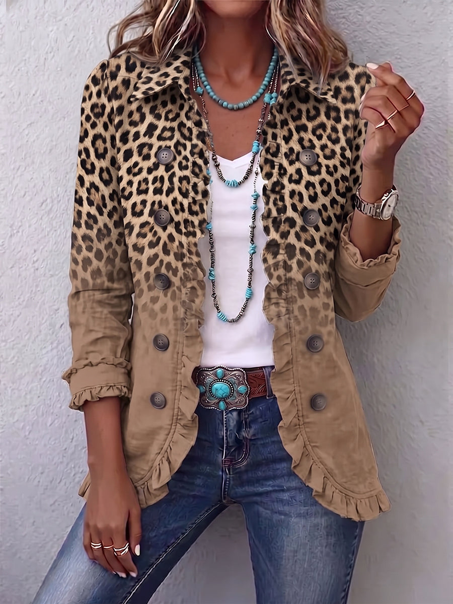 Adrienne | Giacca leopardata con gradient e volant