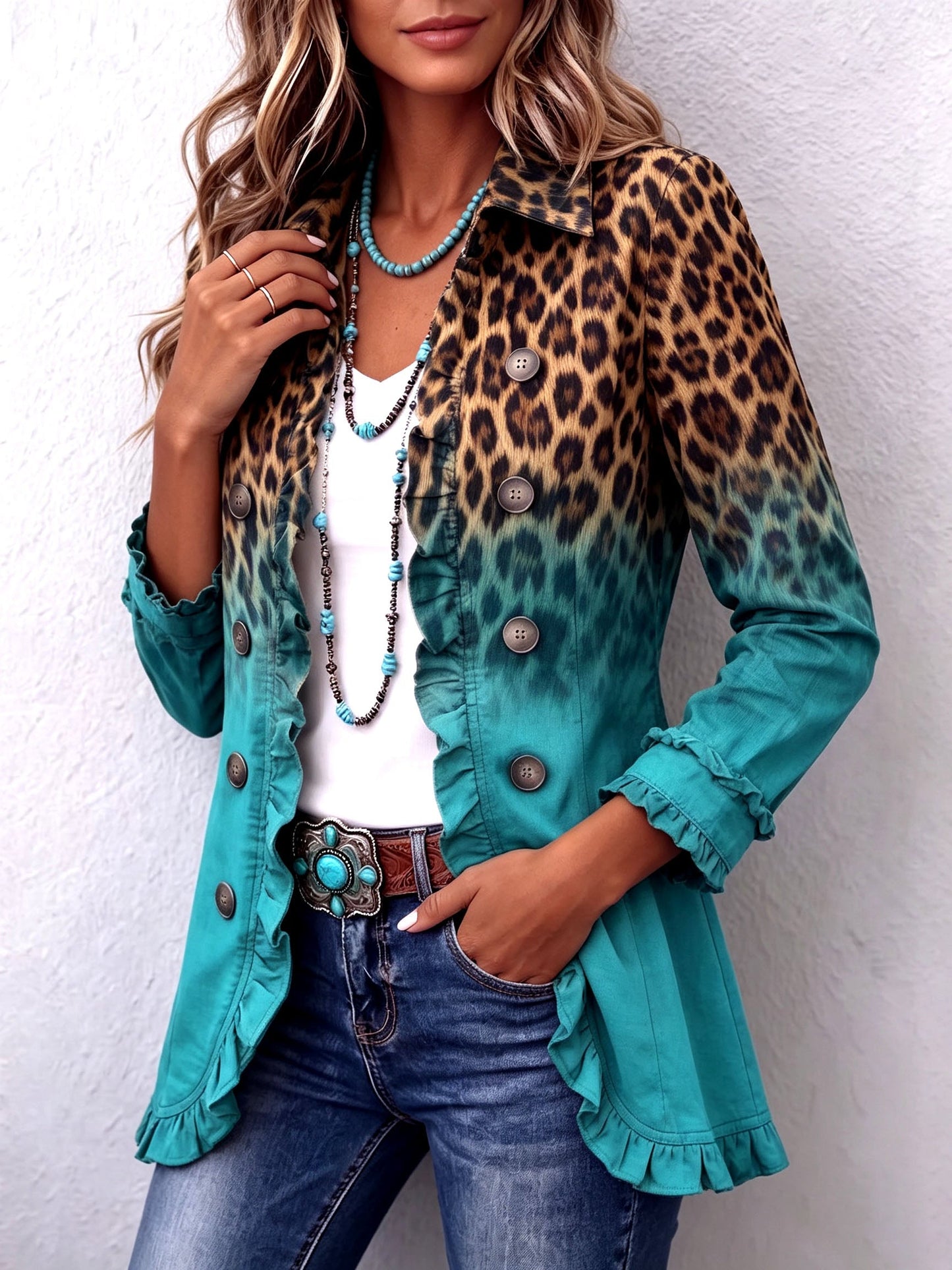 Chiara | Blazer con sfumature e motivo leopardato