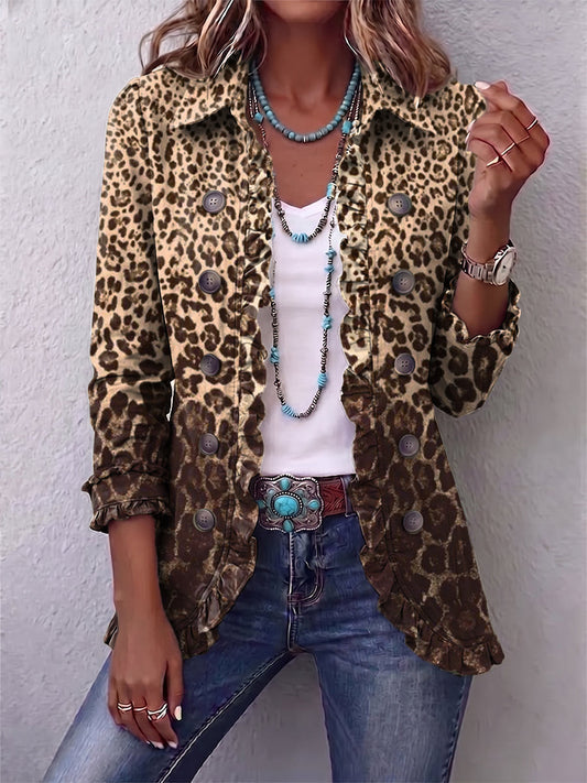 Sylviane | Giacca leopardata con volant