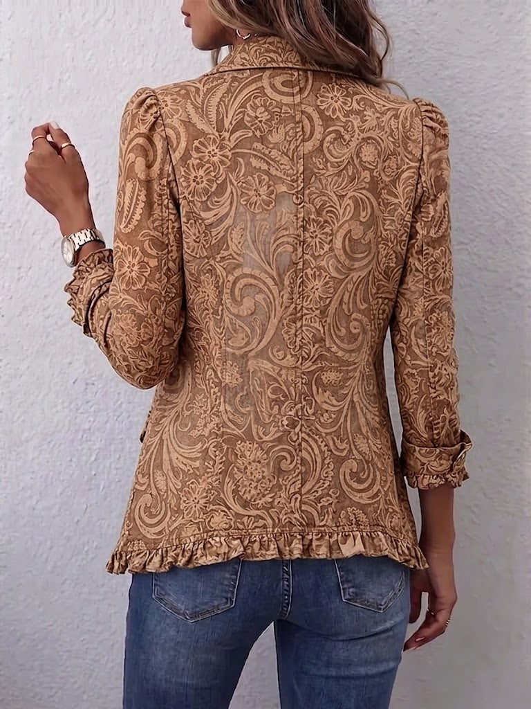 Katell | Gilet vintage con stampa floreale e ruches