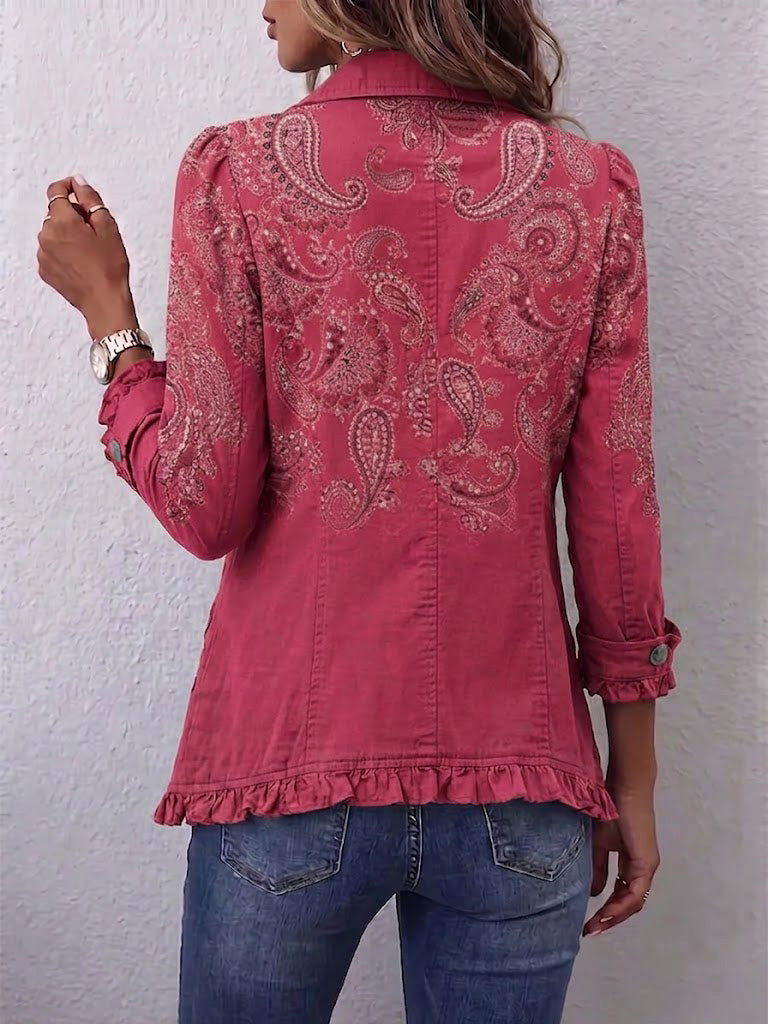 Karine | Giacca in Cashmere Rosa con Rouches