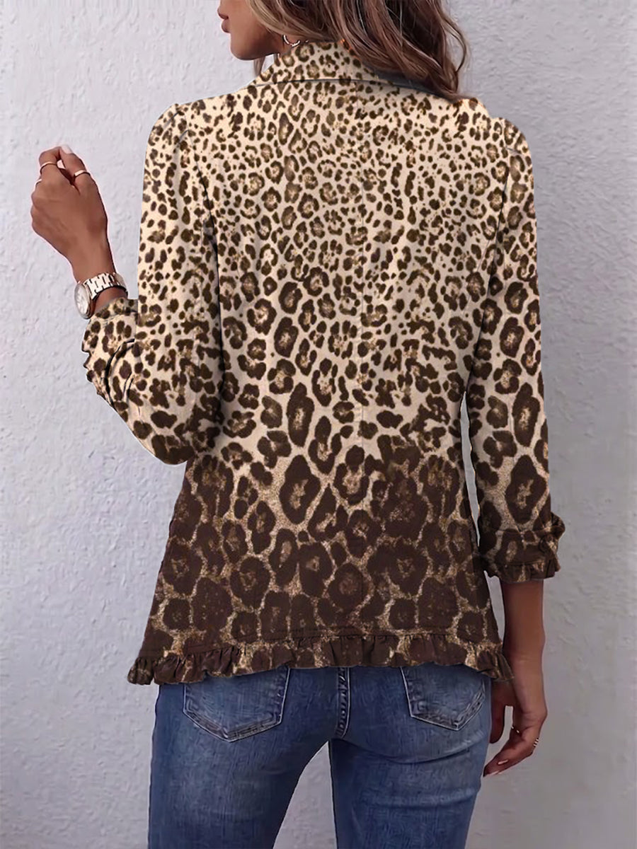 Sylviane | Giacca leopardata con volant