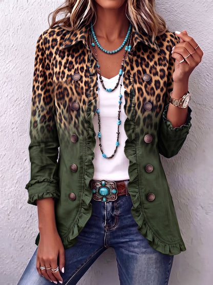 Chantal | Blazer con sfumature e motivo leopardato con ruches