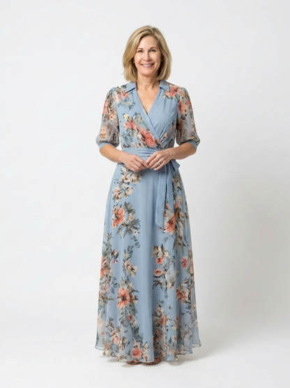 Elowen | Abito Maxy con Scollo a V e Maniche a Kimono