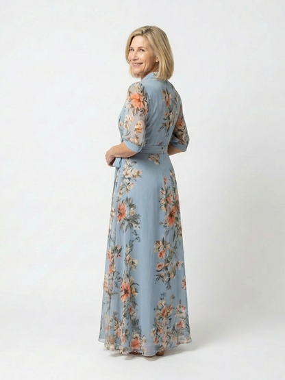 Elowen | Abito Maxy con Scollo a V e Maniche a Kimono