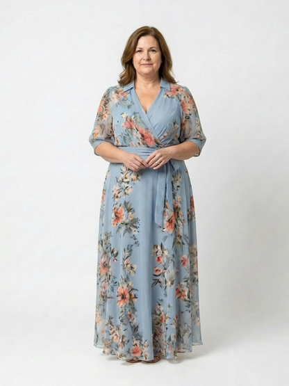 Elowen | Abito Maxy con Scollo a V e Maniche a Kimono