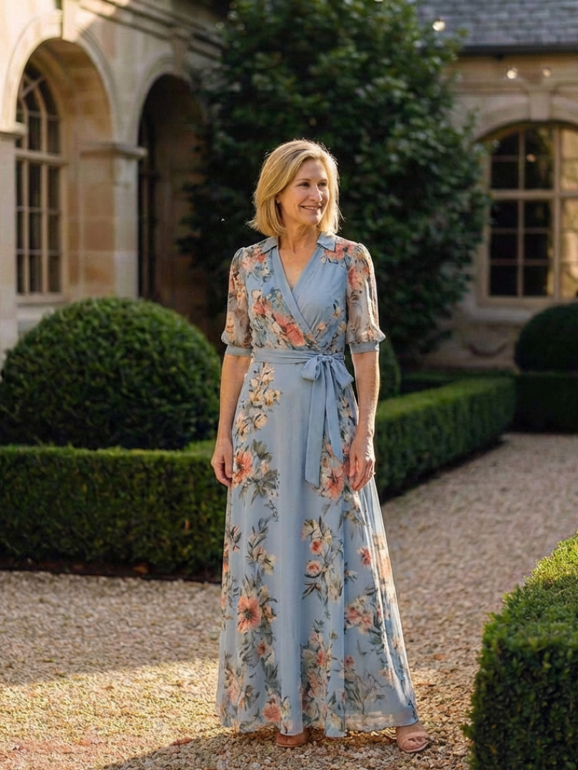 Elowen | Abito Maxy con Scollo a V e Maniche a Kimono